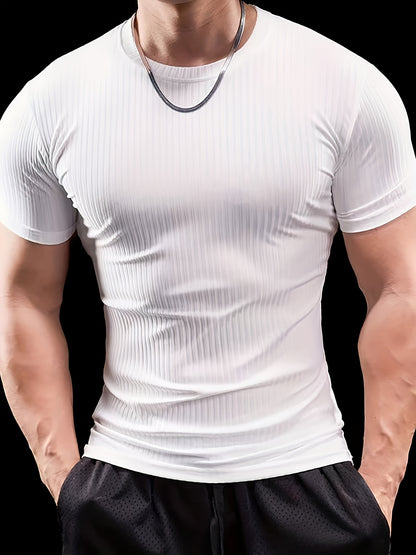 Slim-fit ribbed short-sleeved T-shirt