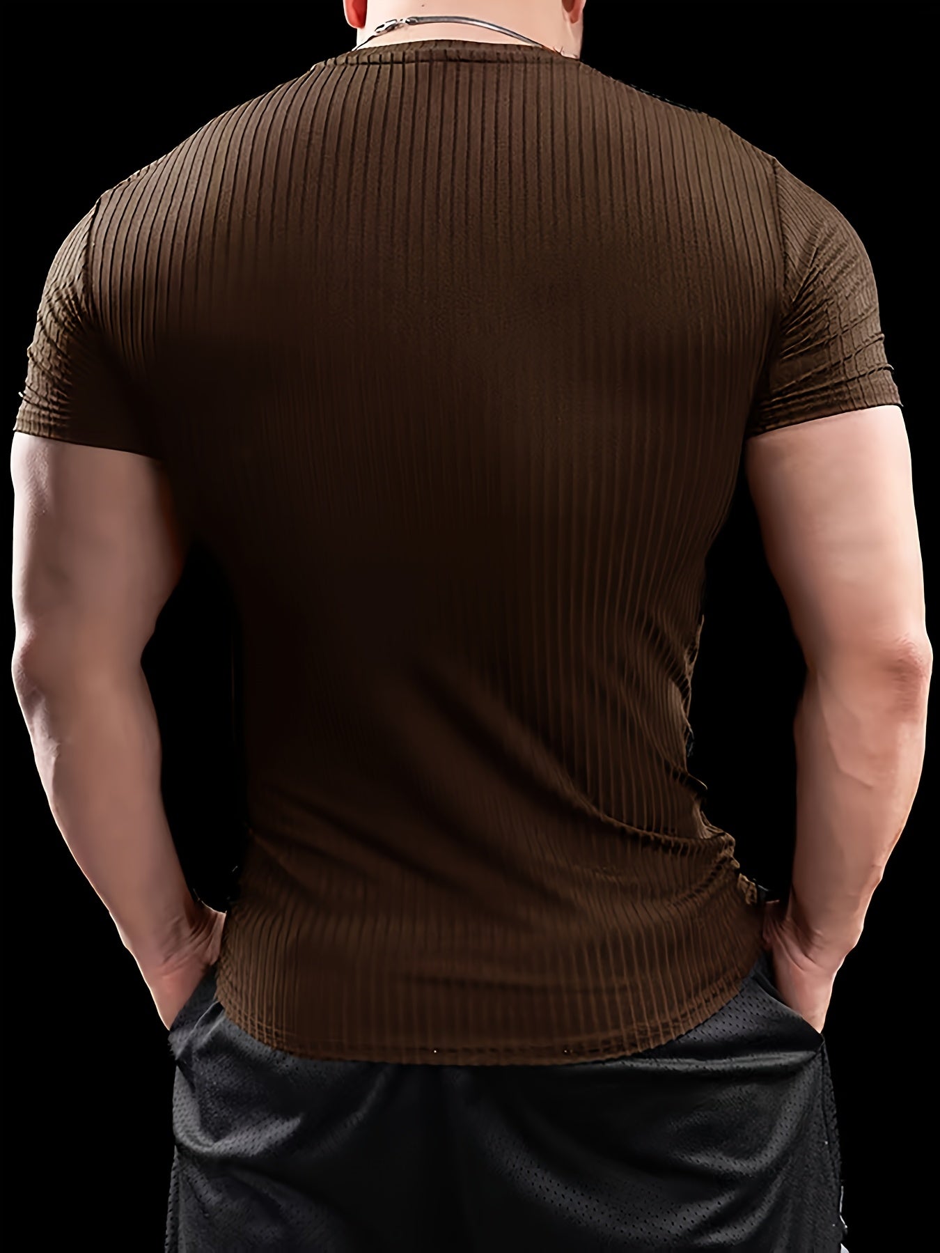 Slim-fit ribbed short-sleeved T-shirt