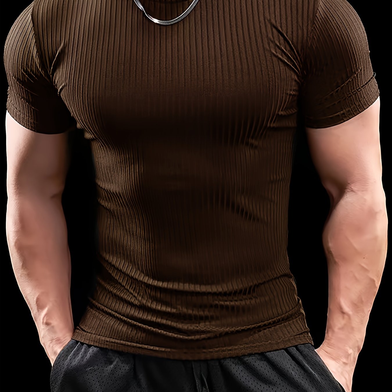 Slim-fit ribbed short-sleeved T-shirt