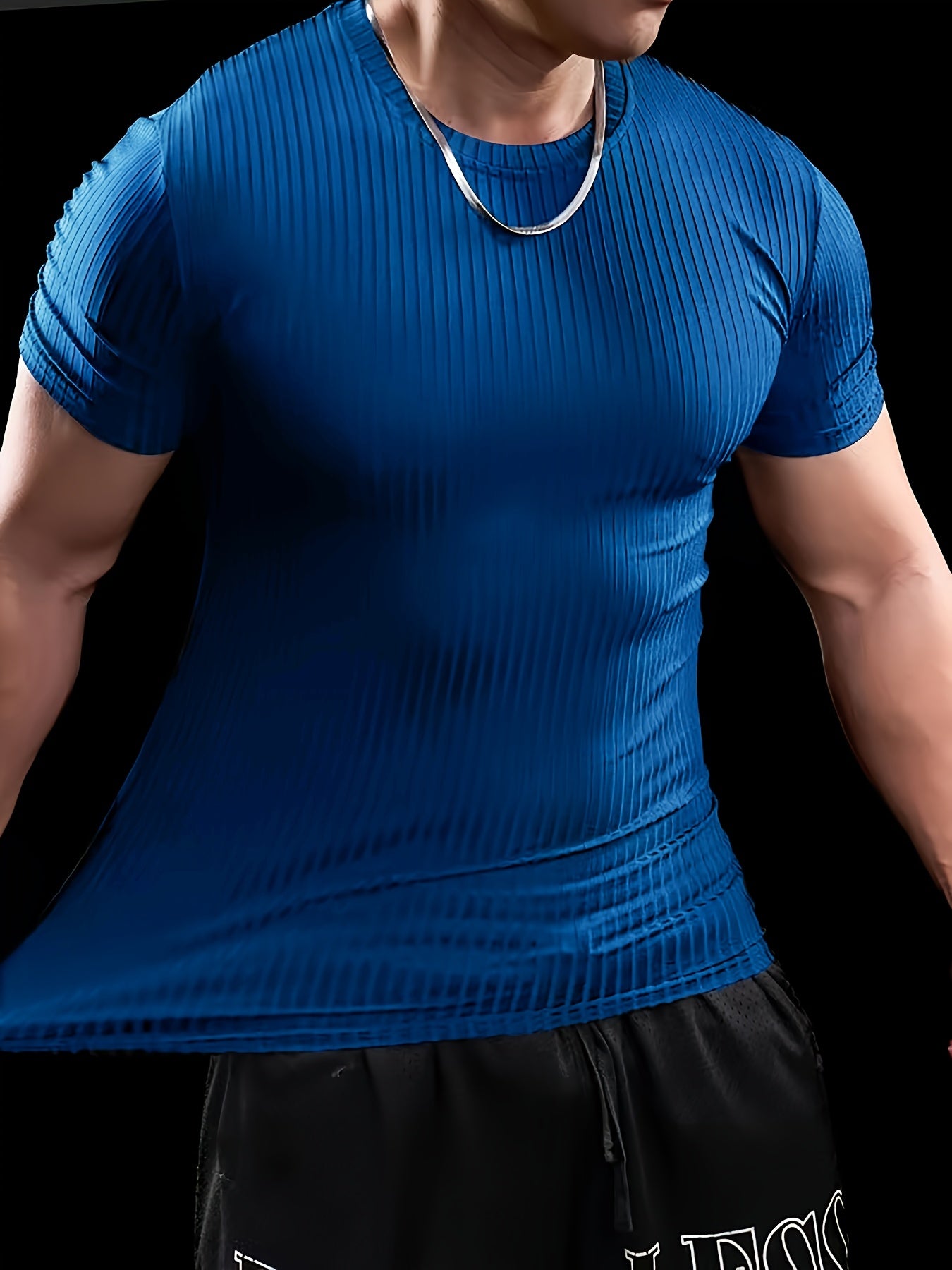 Slim-fit ribbed short-sleeved T-shirt