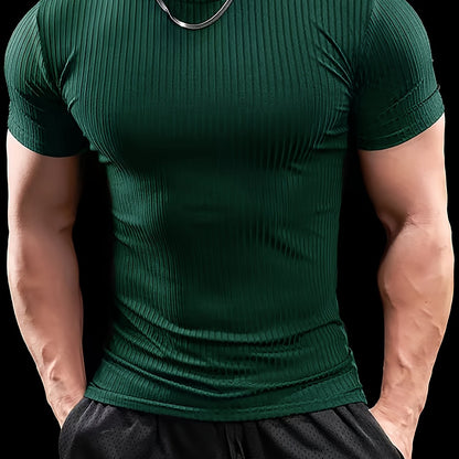 Slim-fit ribbed short-sleeved T-shirt