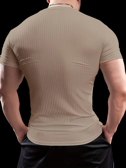 Slim-fit ribbed short-sleeved T-shirt