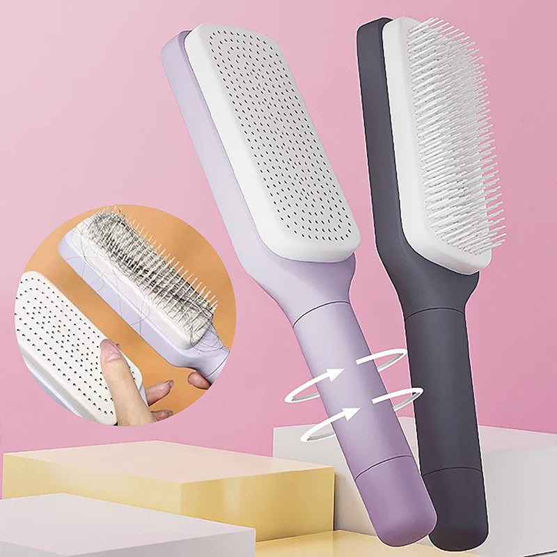 Self-cleaning hairbrush