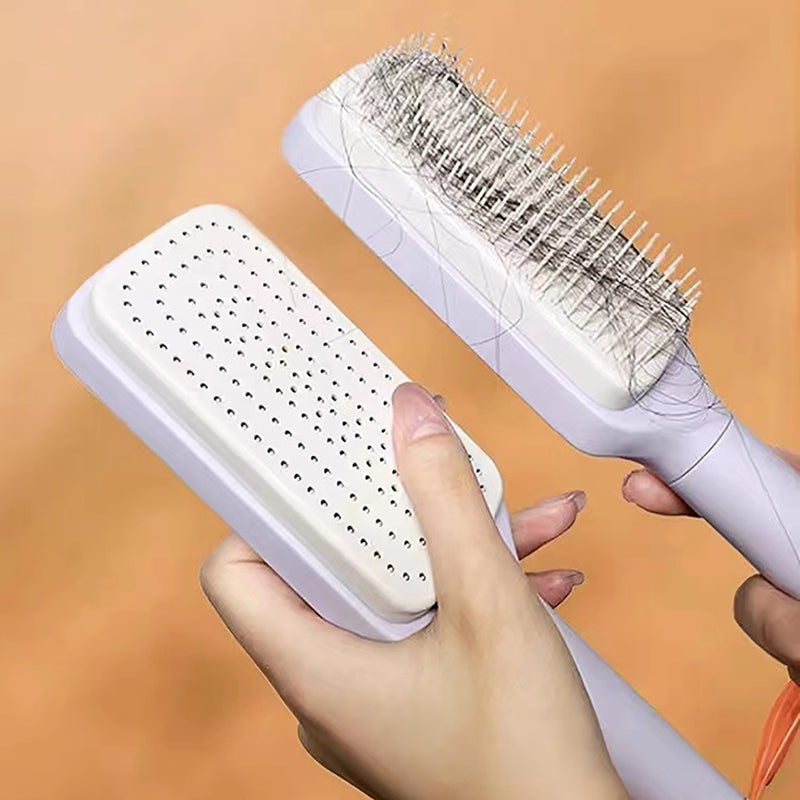 Self-cleaning hairbrush