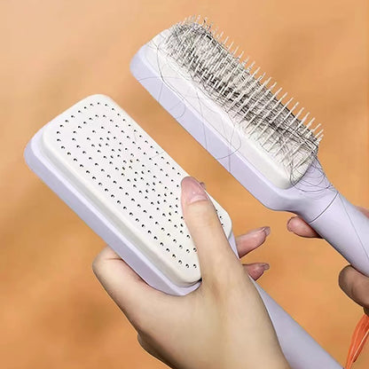 Self-cleaning hairbrush