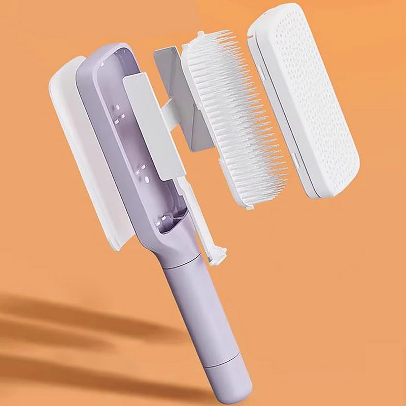 Self-cleaning hairbrush