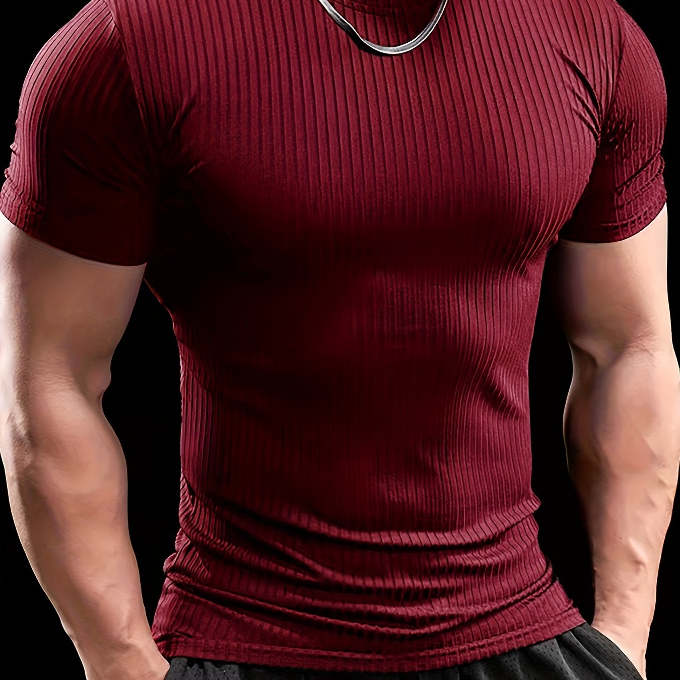 Slim-fit ribbed short-sleeved T-shirt